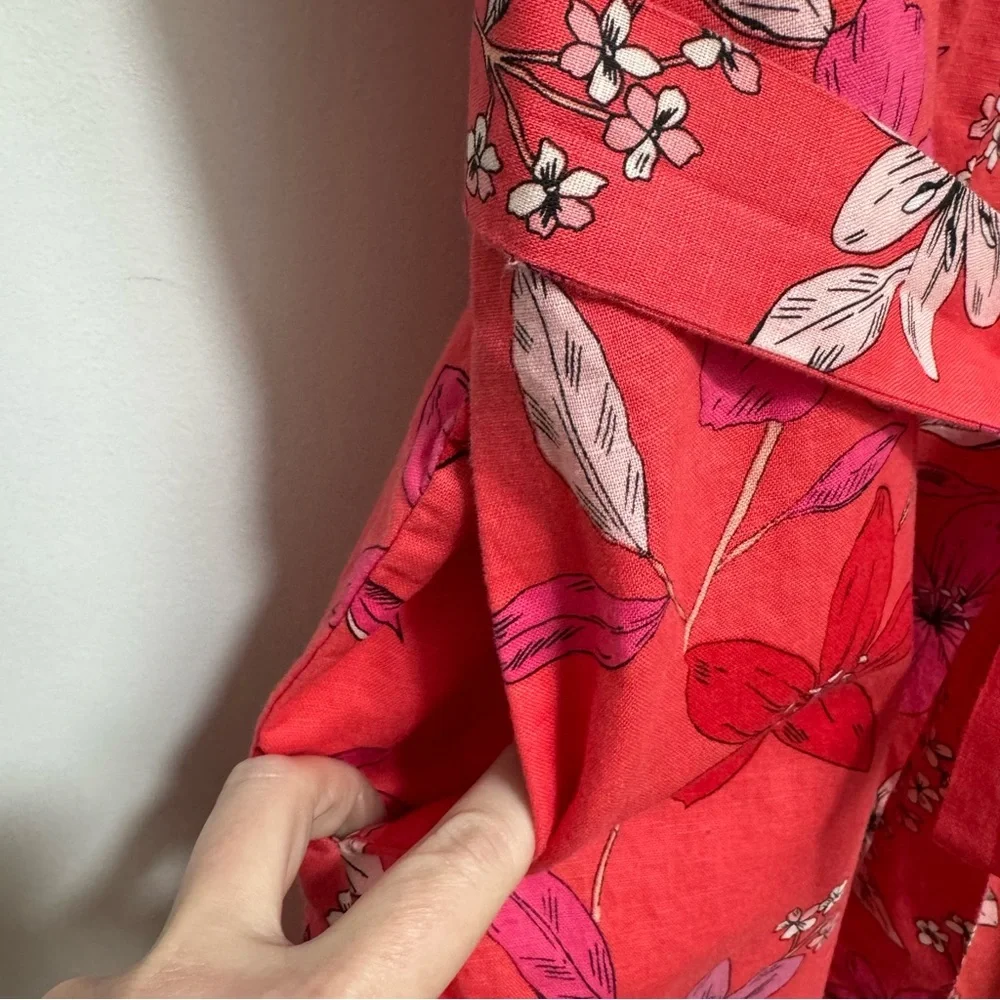 Banana Republic Linen Cotton Blend Floral Wide Leg Jumpsuit Size 2
